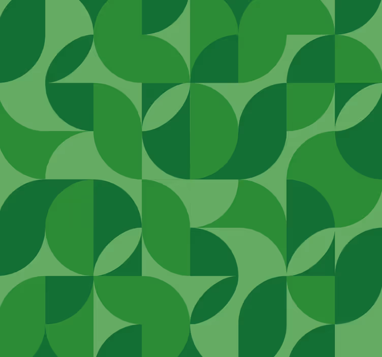 Papel pintado verde geométrico retro - TenVinilo