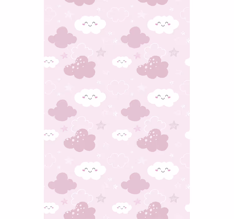 Papel pintado rosa fondo rosa con blanco feliz - TenVinilo