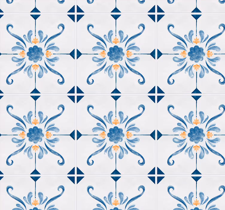 Papel pintado azulejos floral - TenVinilo