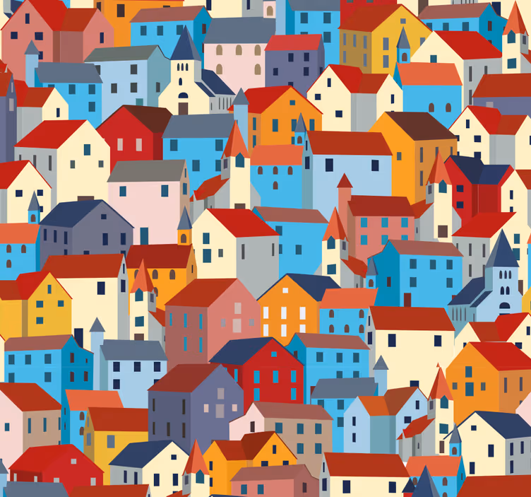 Papel pintado ciudades mosaico urbano - TenVinilo