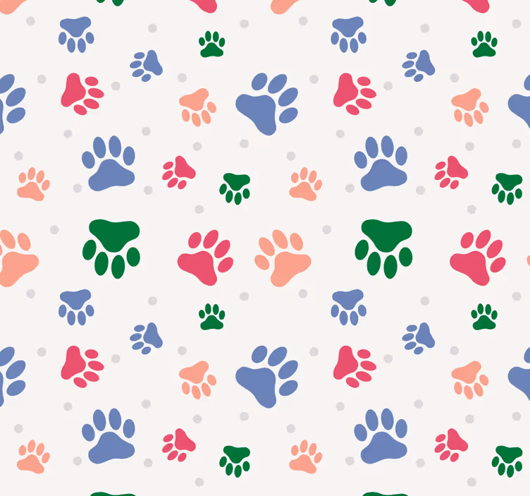 Papel pintado perros decoración con patrón de pata - TenVinilo