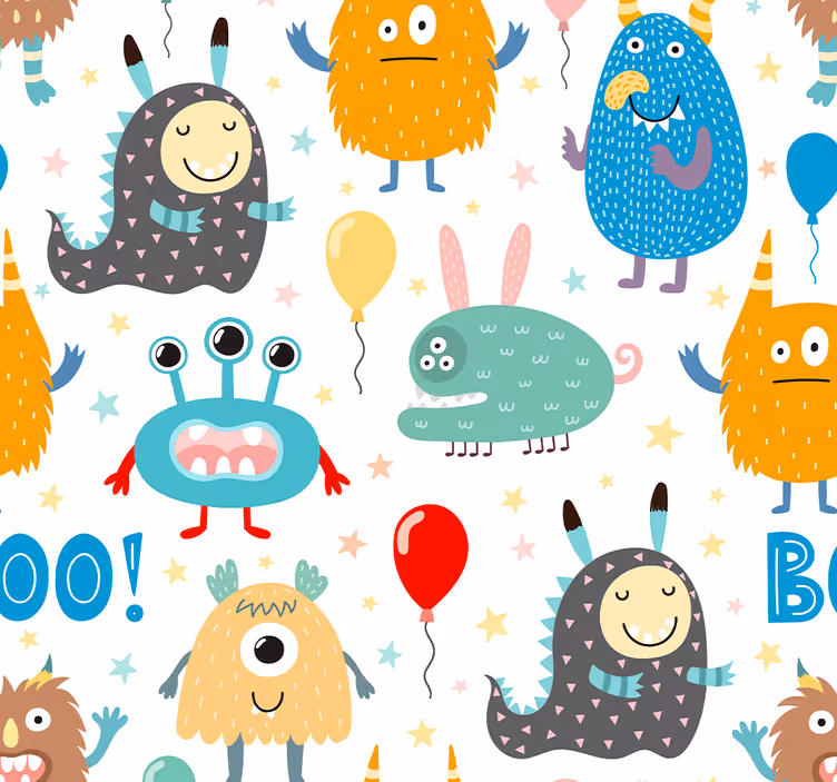 Papel pintado animal monstruos festivos - TenVinilo