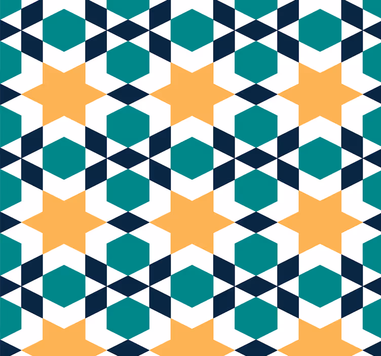 Papel pintado salón azulejos de estrellas - TenVinilo