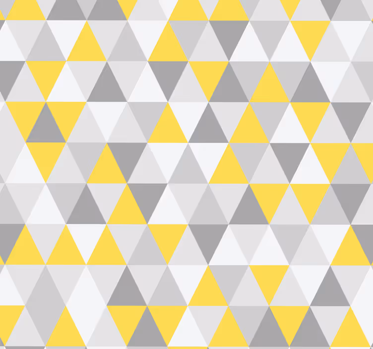 Papel pintado geométrico triángulos amarillos y grises - TenVinilo