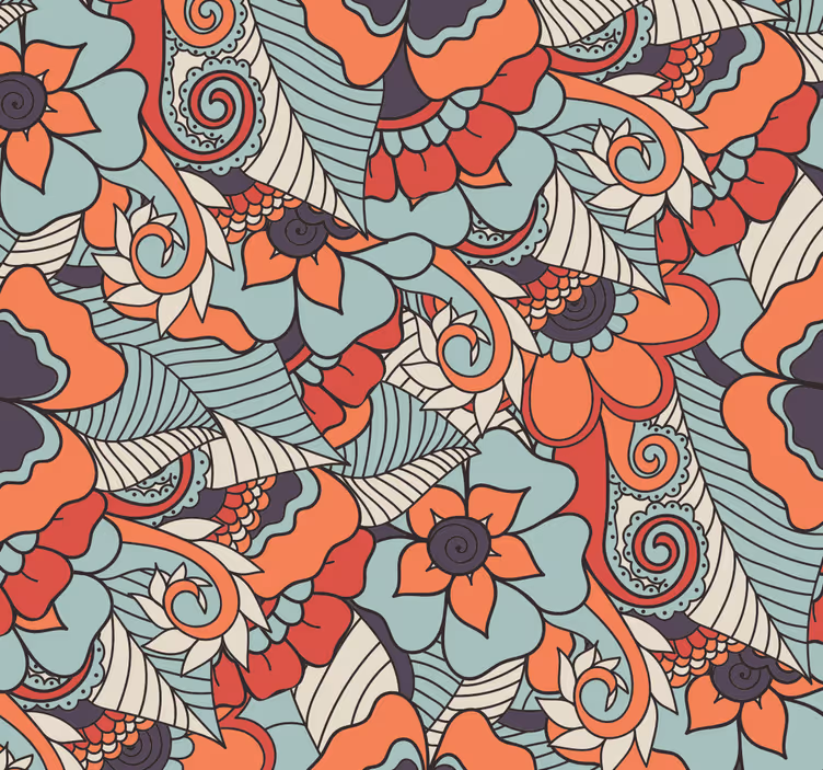Papel pintado floral patrón vibrante - TenVinilo