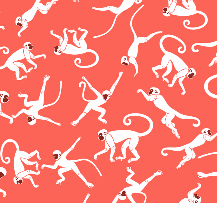 Papel pintado animal patrón de monos rojos - TenVinilo