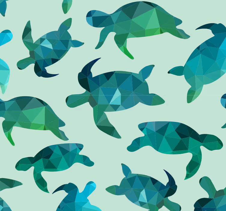 Papel pintado animales tortugas fondo verde - TenVinilo