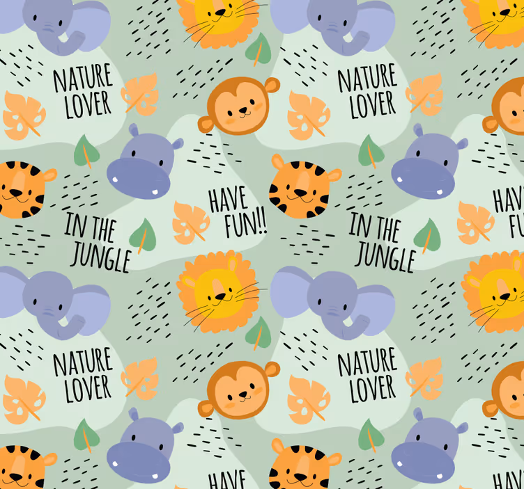 Papel pintado bebé de animales de selva - TenVinilo