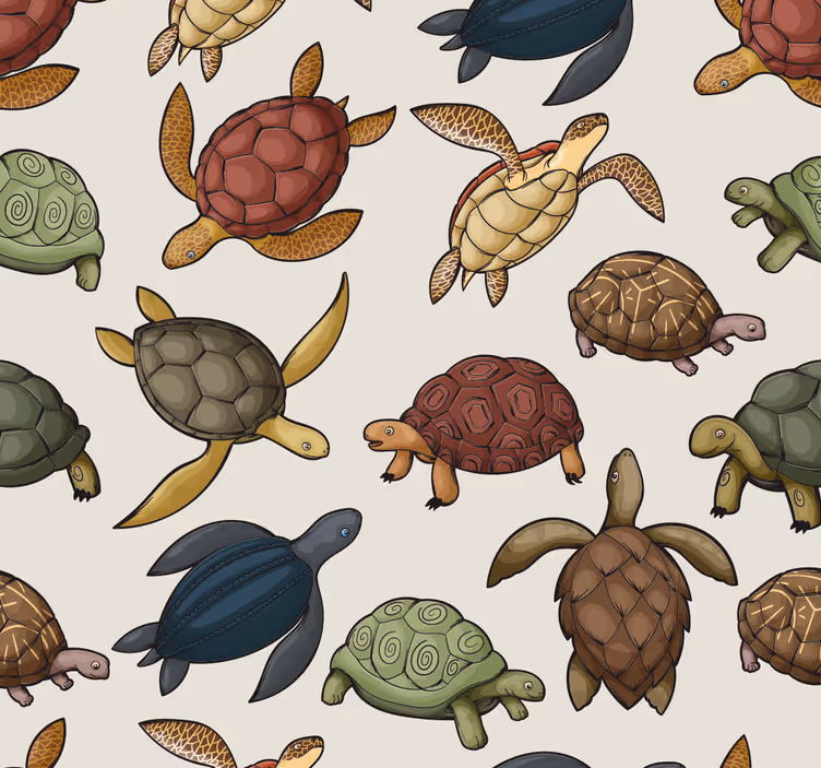 Papel pintado animal patrón de tortuga beige - TenVinilo