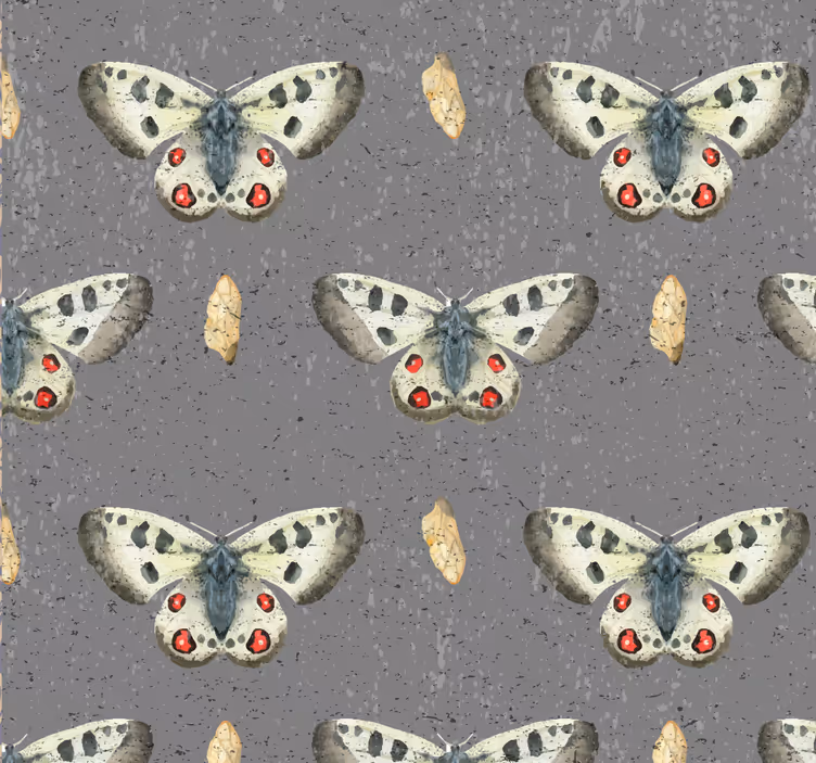 Papel pintado gris hormigón mariposas volando - TenVinilo