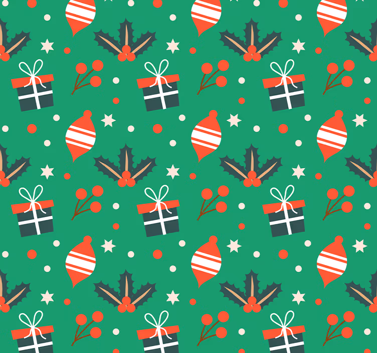 Papel pintado salón regalos y dulces de navidad - TenVinilo