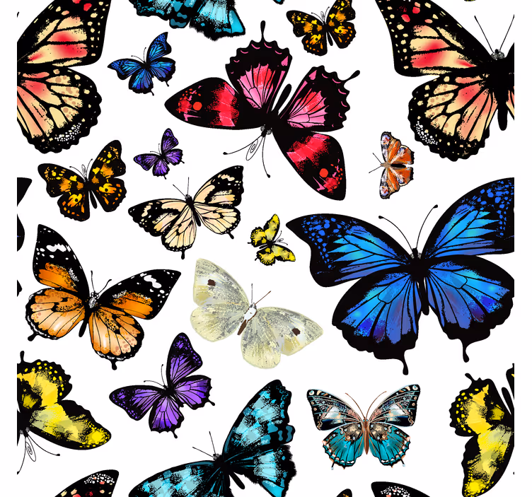Papel pintado mariposas motivo volador de colores - TenVinilo