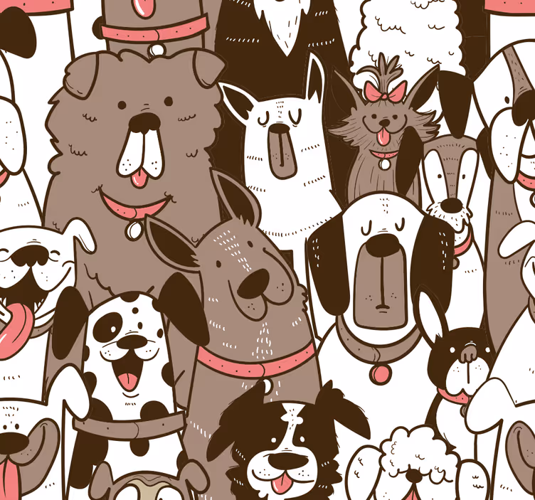 Papel pintado perros patrón divertido - TenVinilo