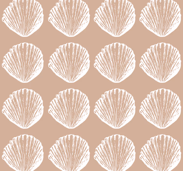 Papel pintado beige patrón de concha - TenVinilo