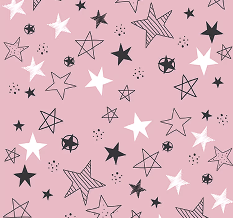 Papel pintado juvenil estrellas rosas - TenVinilo