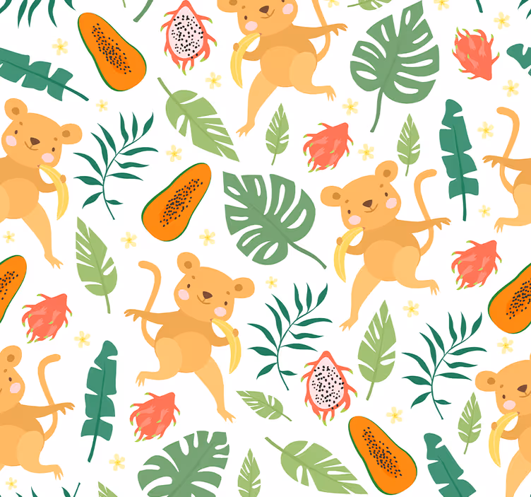 Papel pintado animal motivo de jungla de monos - TenVinilo