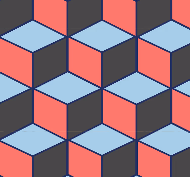 Papel pintado geométrico ilusión cúbica - TenVinilo