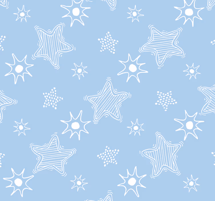 Papel pintado estrellas patrón de niño azul - TenVinilo