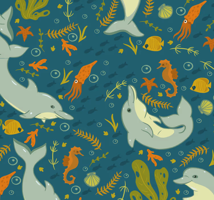 Papel pintado animal fauna submarina - TenVinilo
