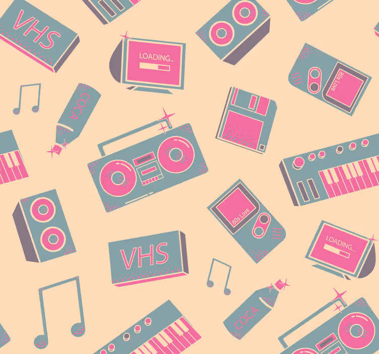 Papel pintado vintage patrón de música retro - TenVinilo