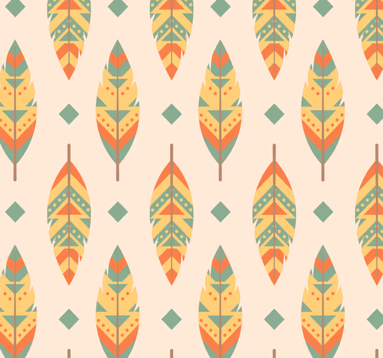 Papel pintado salón patrón de hoja moderno - TenVinilo
