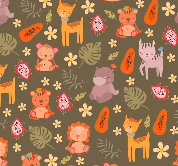 Papel pintado animal patrón de criaturas del bosque - TenVinilo