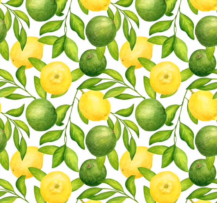 Papel pintado cocina patrón de frutas cítricas - TenVinilo