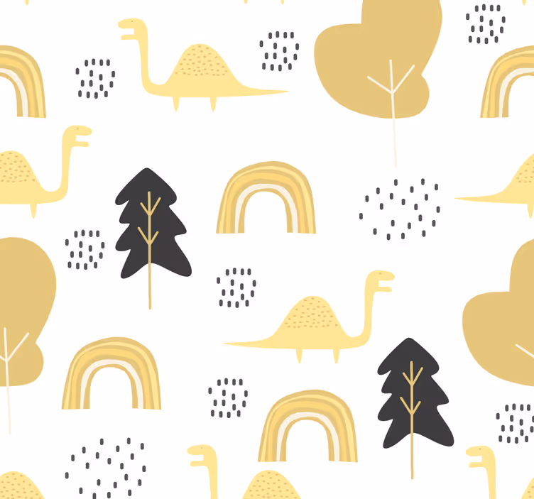 Papel pintado infantil motivo de dinosaurio juguetón - TenVinilo