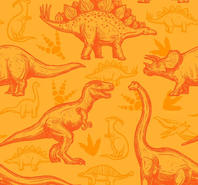 Papel pintado dinosaurios motivo naranja - TenVinilo