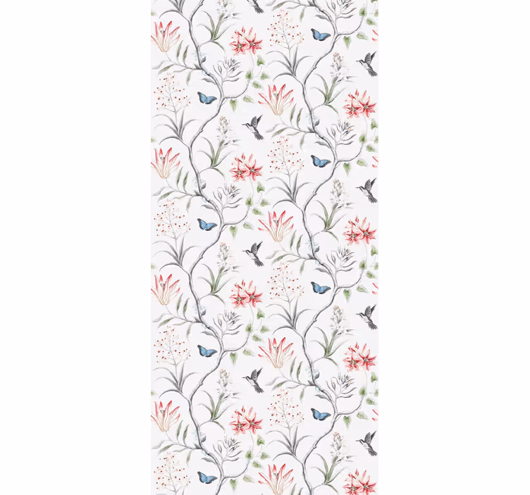 Papel pintado de flores patrón de pájaro floral - TenVinilo