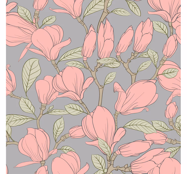 Papel pintado flores magnolias florales - TenVinilo