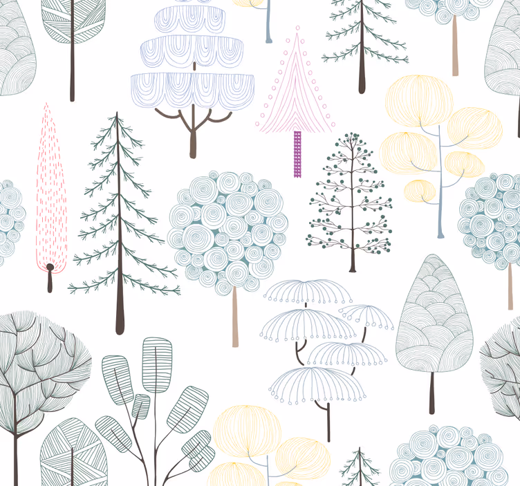 Papel pintado infantil árboles nórdicos - TenVinilo