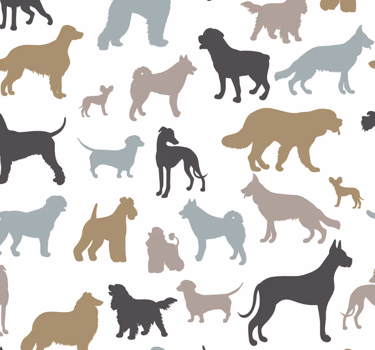 Papel pintado perros patrón tonos sobrios - TenVinilo