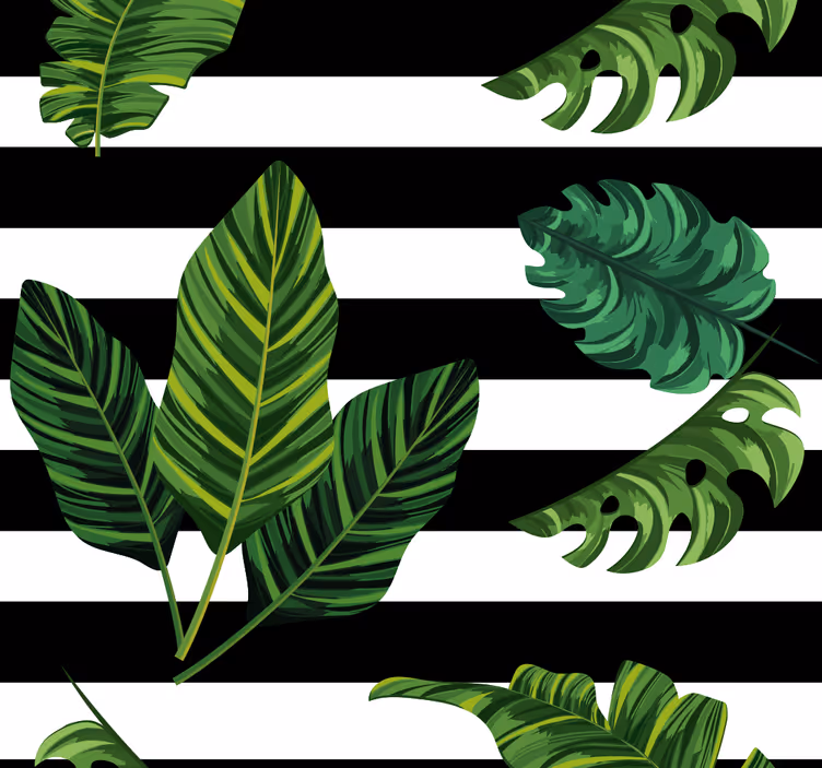 Papel pintado hojas diseño de follaje tropical - TenVinilo