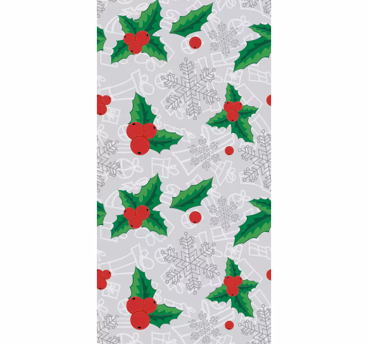 Papel pintado navidad patrón de acebo festivo - TenVinilo