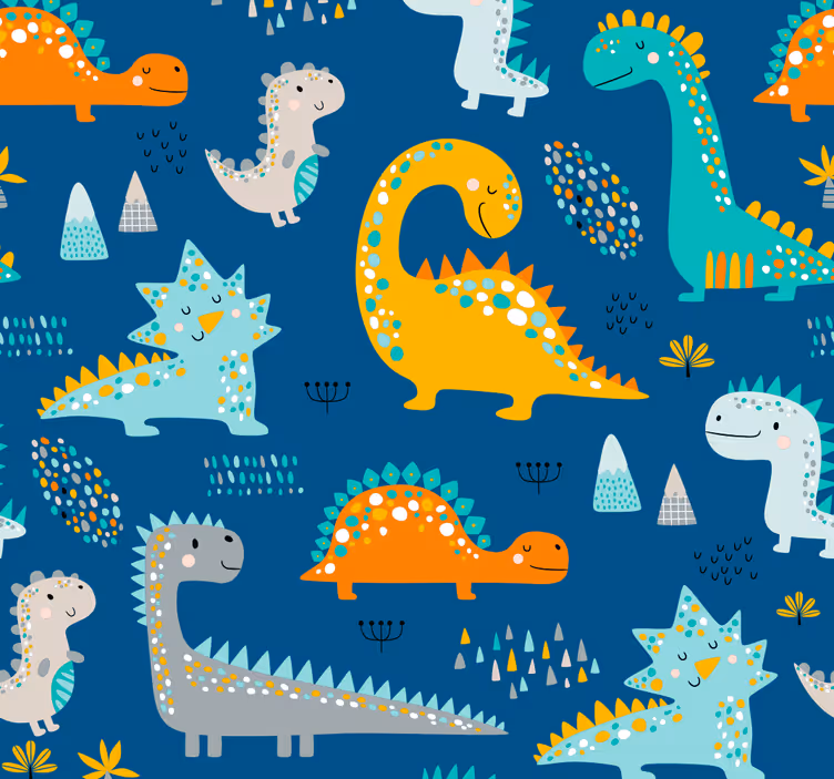 Papel pintado dinosaurios patrón de dinosaurios - TenVinilo