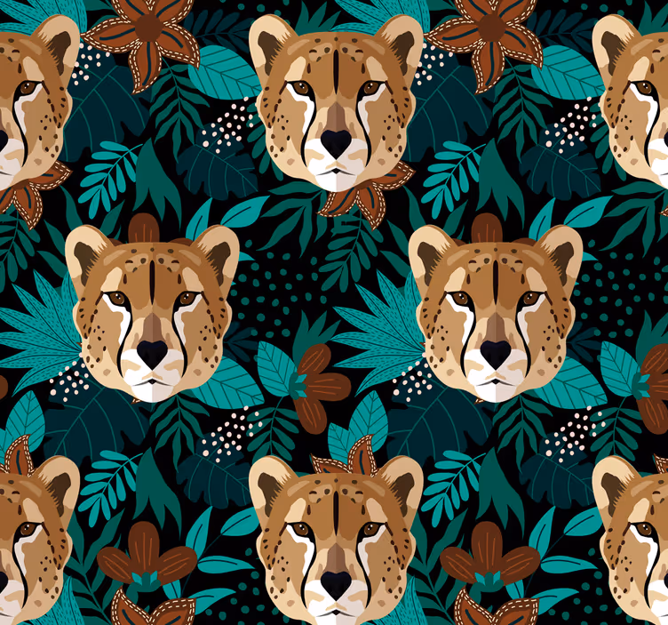 Papel pintado animal patrón de guepardo de la selva - TenVinilo