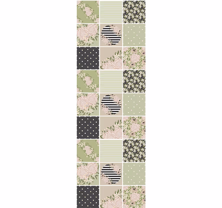 Papel pintado floral diseño de patchwork floral - TenVinilo