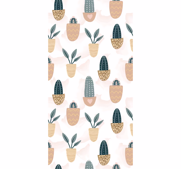 Papel pintado naturaleza patrón de cactus en maceta - TenVinilo