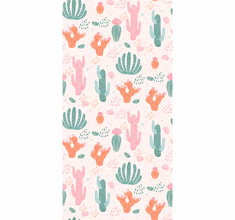 Papel pintado infantil patrones de cactus - TenVinilo