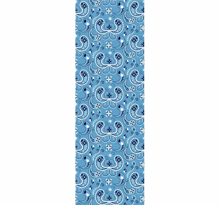 Papel pintado azul motivo de azulejo adornado - TenVinilo