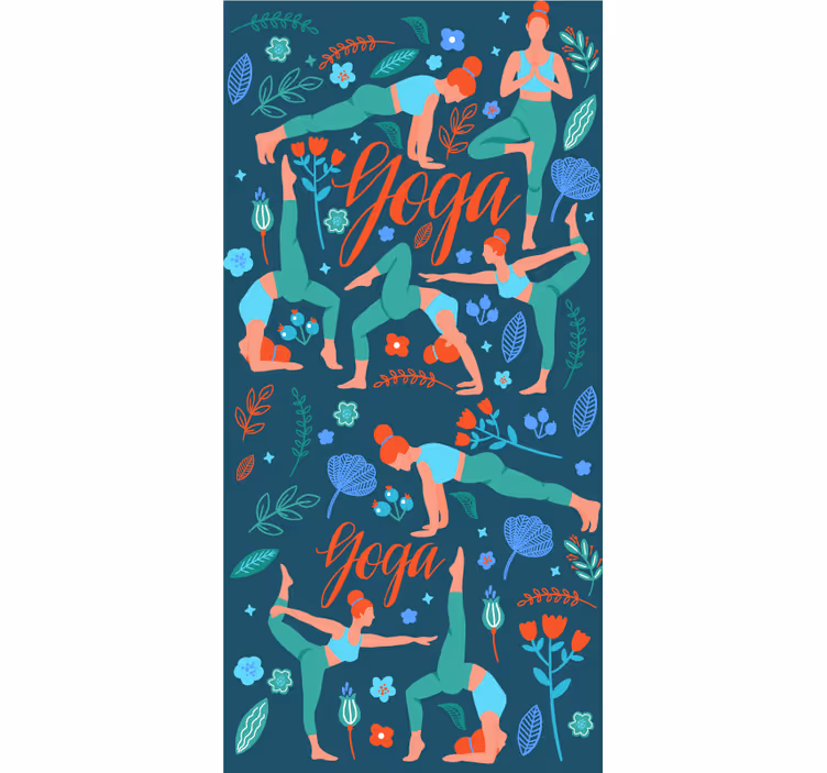 Papel pintado naturaleza ilustración de posturas de yoga - TenVinilo