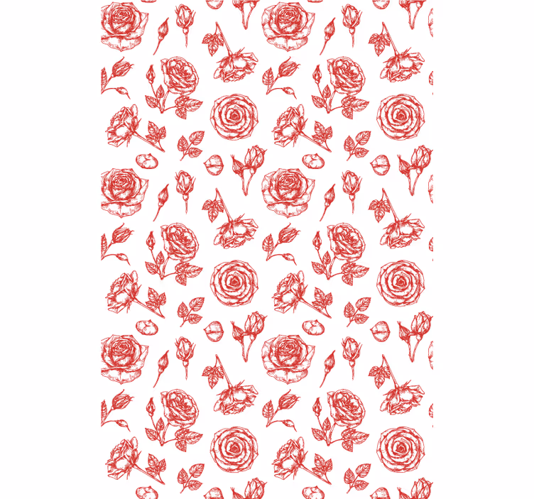 Papel pintado flores patrón floral bosquejado - TenVinilo