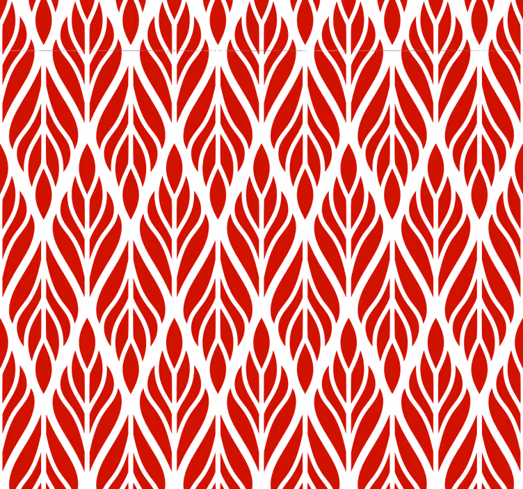 Papel pintado rojo patrones en forma de hojas - TenVinilo
