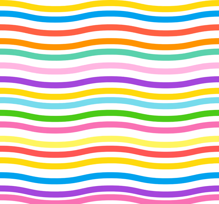 Papel pintado rayas juvenil ondas de arco iris - TenVinilo