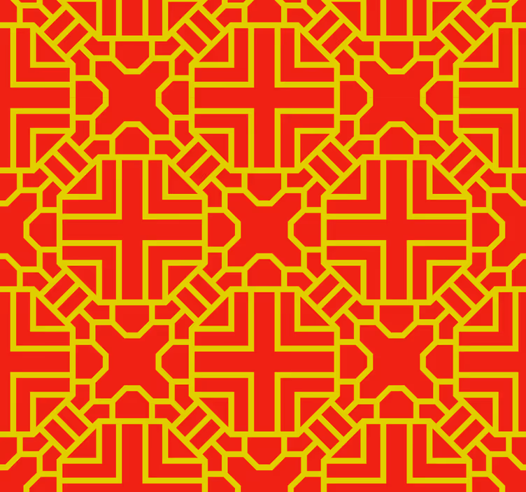 Papel pintado rojo patrón de celosía intrincado - TenVinilo