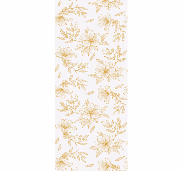 Papel pintado floral estilo botánico dorado - TenVinilo