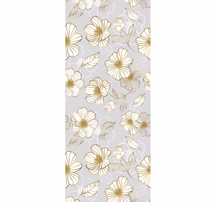 Papel pintado floral patrón dorado - TenVinilo