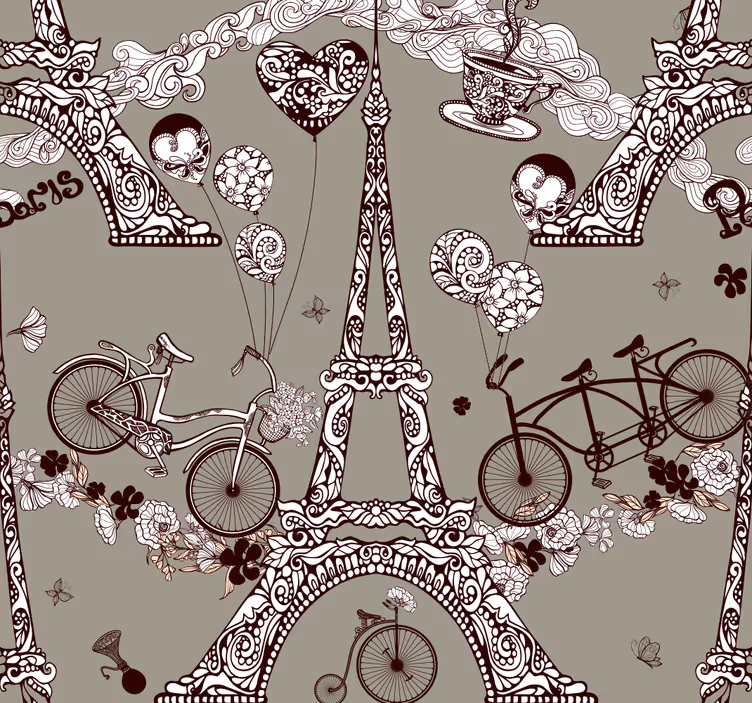 Papel pintado ciudades viñetas parisinas - TenVinilo