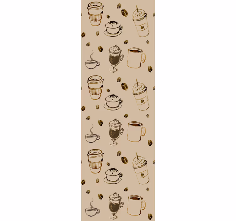 Papel pintado cocina ilustraciones de café - TenVinilo